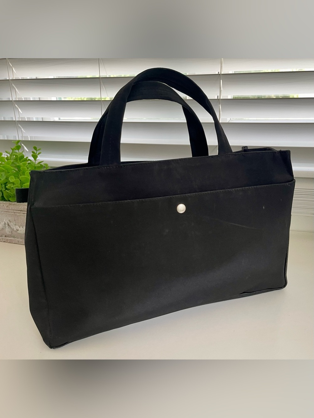 Club Monaco Leather Nylon Minimalist Tote Bag Purse Business Casual